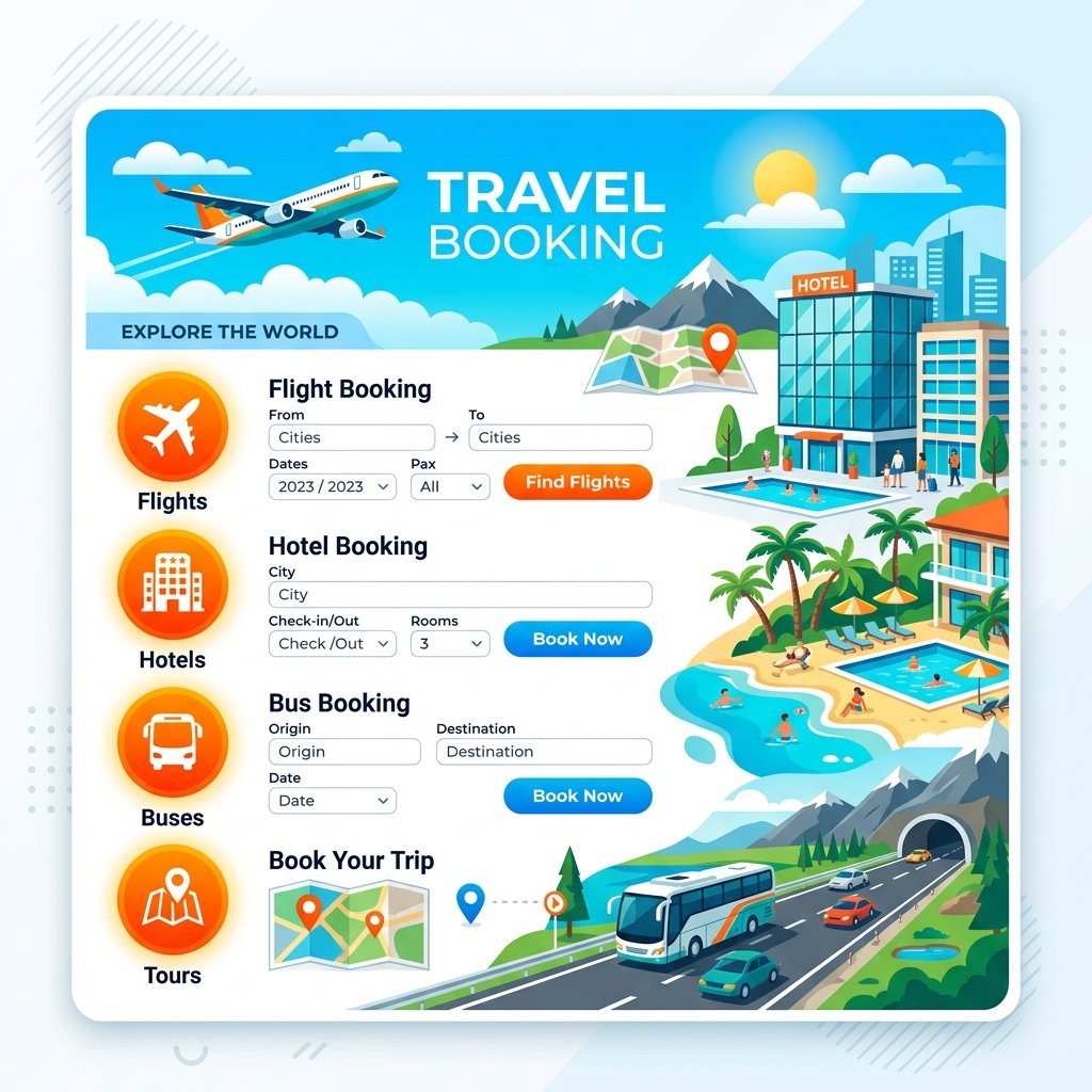 Travel Smart, Book Online Illustration